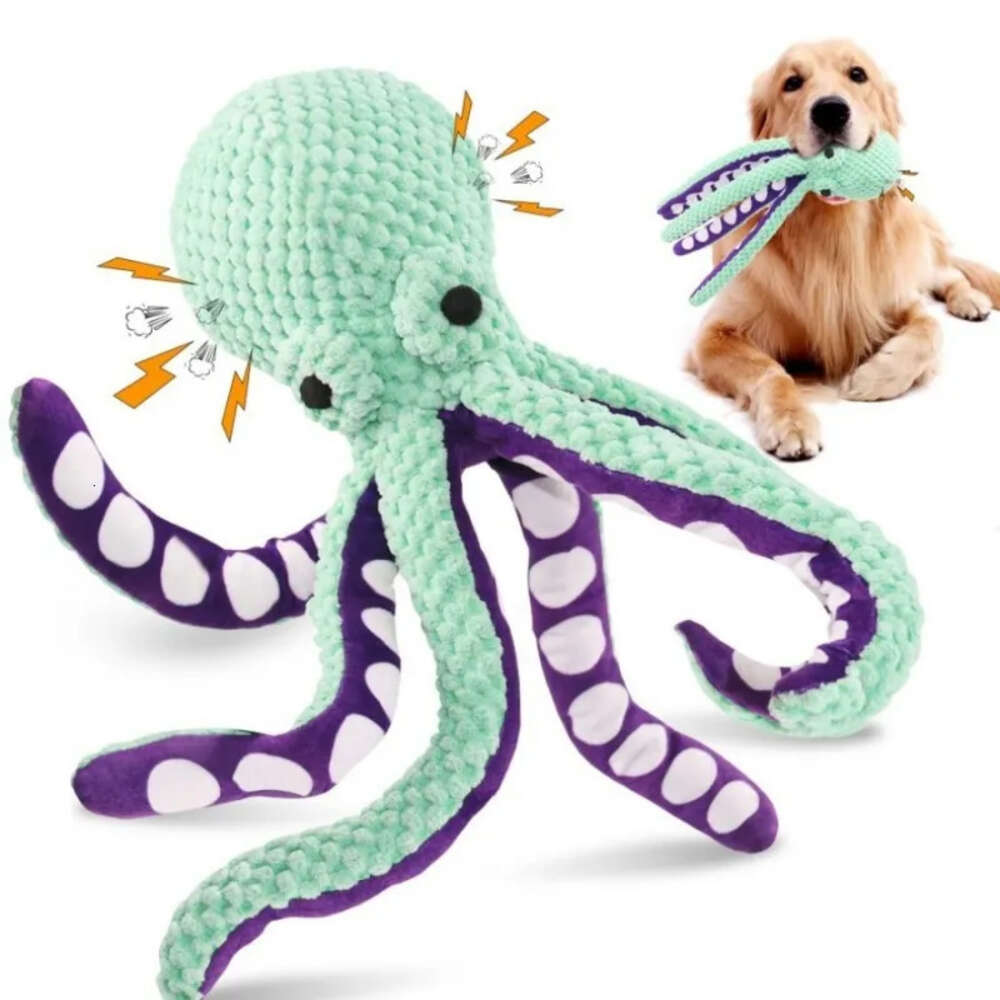 free shipping Interactive Octopus Dog Durable Squeaky Plush Chew Toys For Puppy Teething Pet Training And Entertaining Toy 0702