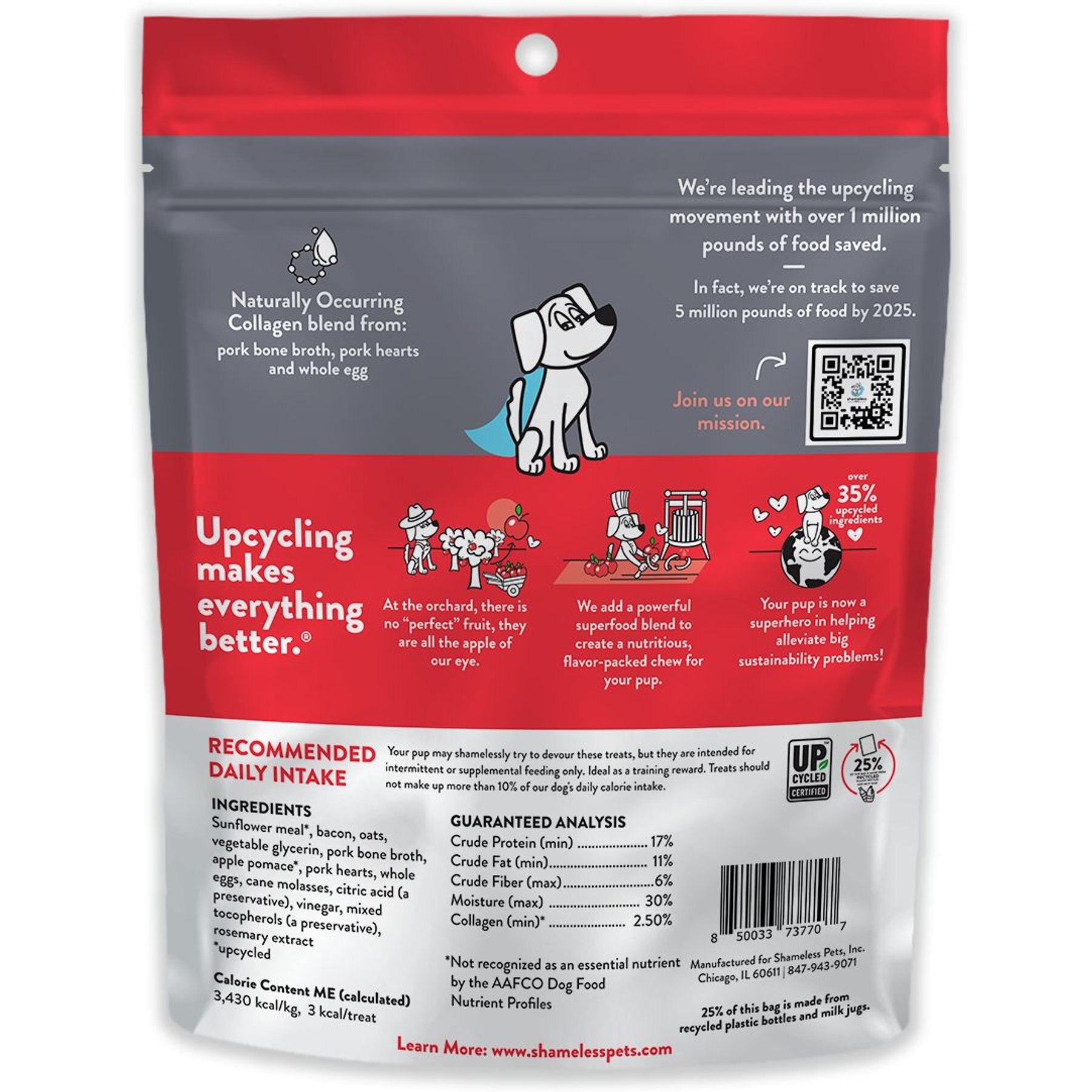 Shameless Pets Bone Broth Chews Bacon Hits Different Dog Treats, 8-oz bag
