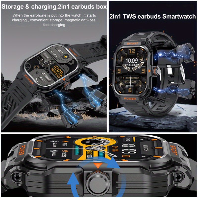 Men's and Women's 2-in-1 Wireless Earphones with Smartwatch Functionality