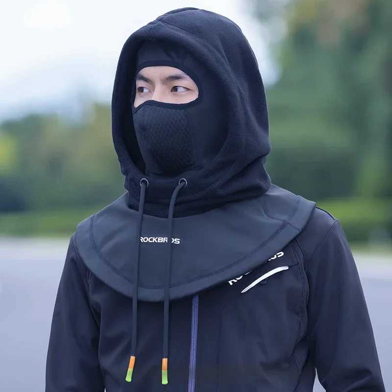 ROCKBROS Winter Cycling Face Mask Women Men Hood Balaclava Warm Windproof Ski Mask Fleece Double Layer Motorcycle Scooter MaskXJ241122