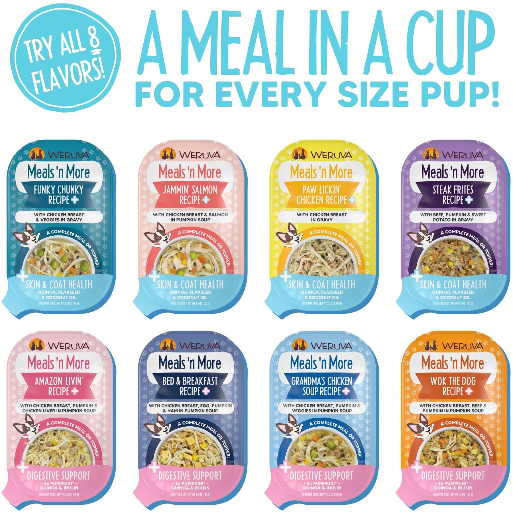 Weruva Meals 'n More Natural Wet Dog Food, Steak Frites Dinner Plus Skin & Coat Health, 3.5-oz cup, 12 count