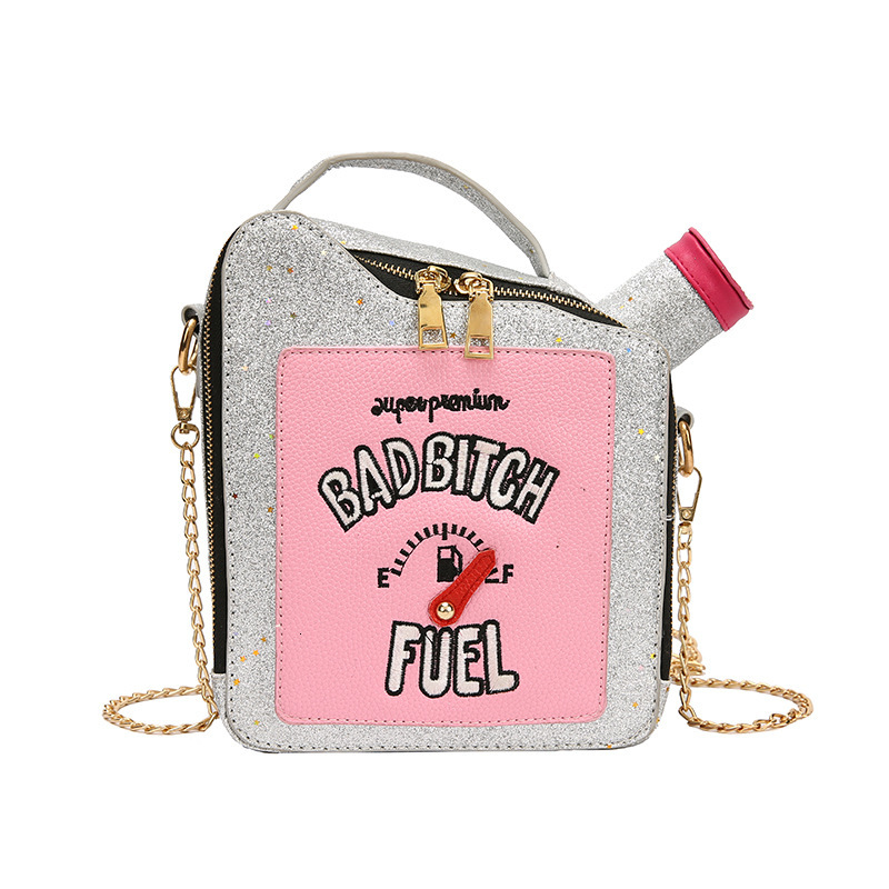 New Fashionable Personalized Laser Glitter Embroidered leisure Letter Oil Pot Creative Fun Chain Shoulder Women s Designer Cute trend Crossbody Bag