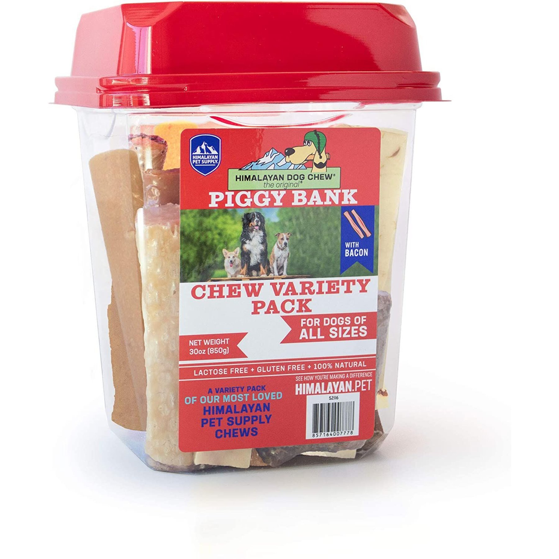Himalayan Pet Supply Piggy Bank Bacon Dog Treats, 32-oz tub