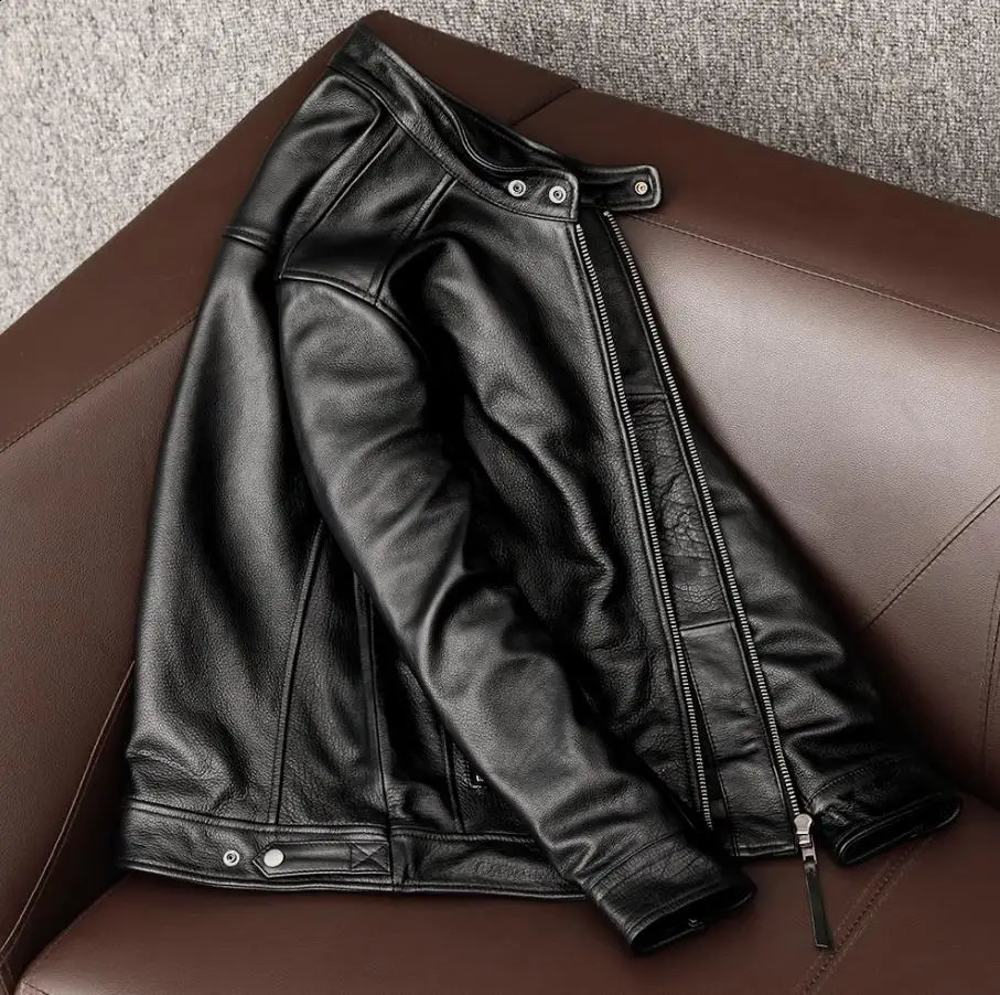Wholesales100% real cowhide ClothingBrazilianfashionslim fitnatural leather jacketMen Moto RiderClientes brasileiros 241122