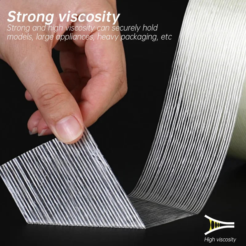 Glass fiber adhesive tape high viscosity strip transparent single-sided adhesive heavy-duty wear-resistant strip tape 241121