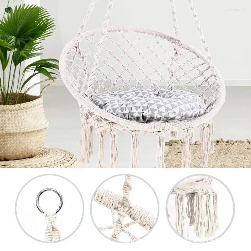 Camp Furniture Leisure Hammock Chair Hanging Basket Swing Cotton Rope Braided Deck For Courtyard Balcony Living Room