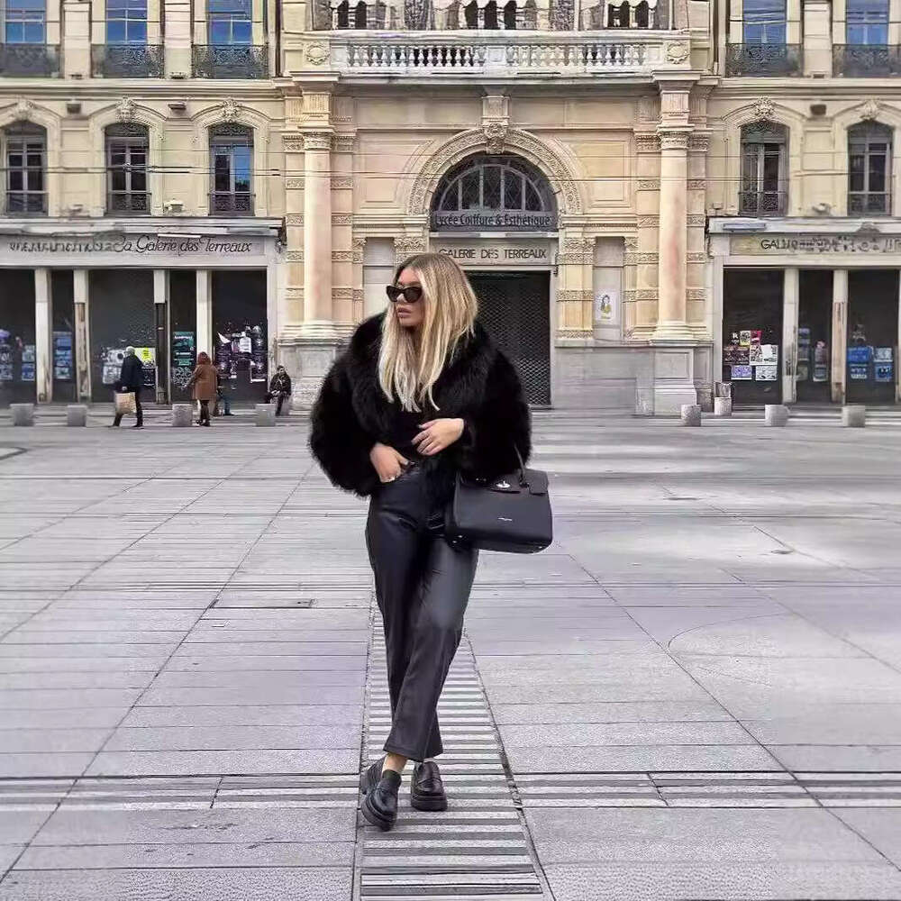 2024 Autumn/Winter New Imitation Fur Coat Large Black Women's Top