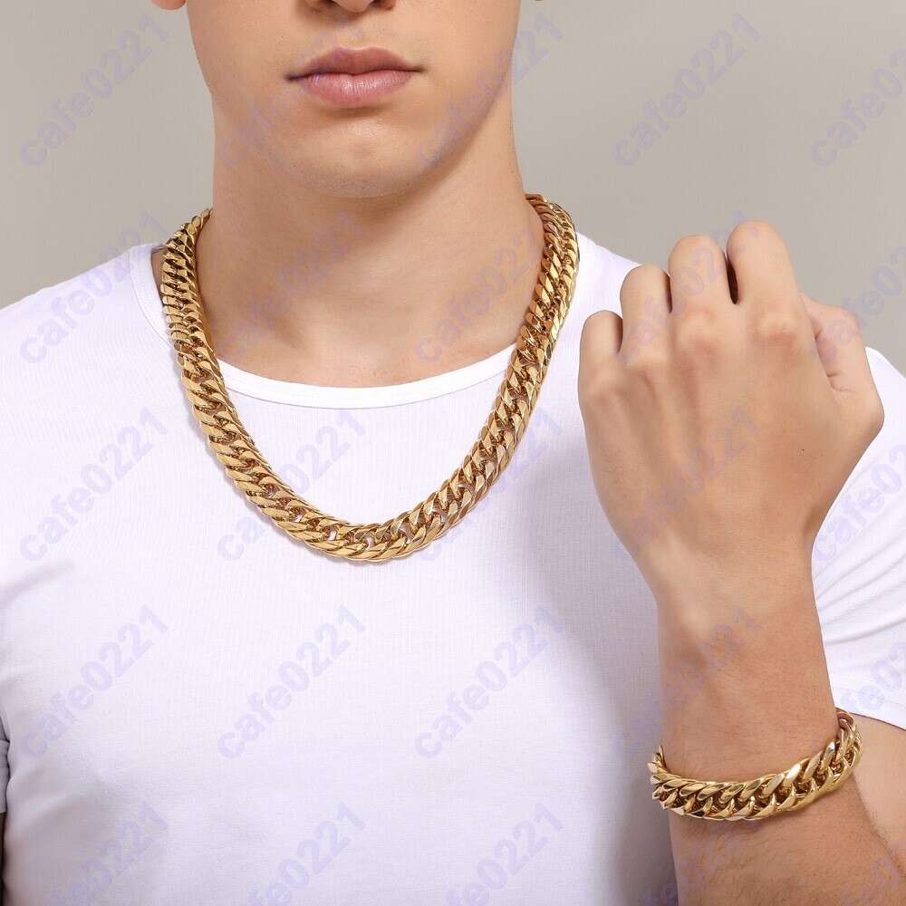 8/10/12/16/18mm New designer Mens Hip-hop Stainless Gilding 10k14k Cuban k Chain Encrypted Titanium Steel Necklace with Faucet Buckle