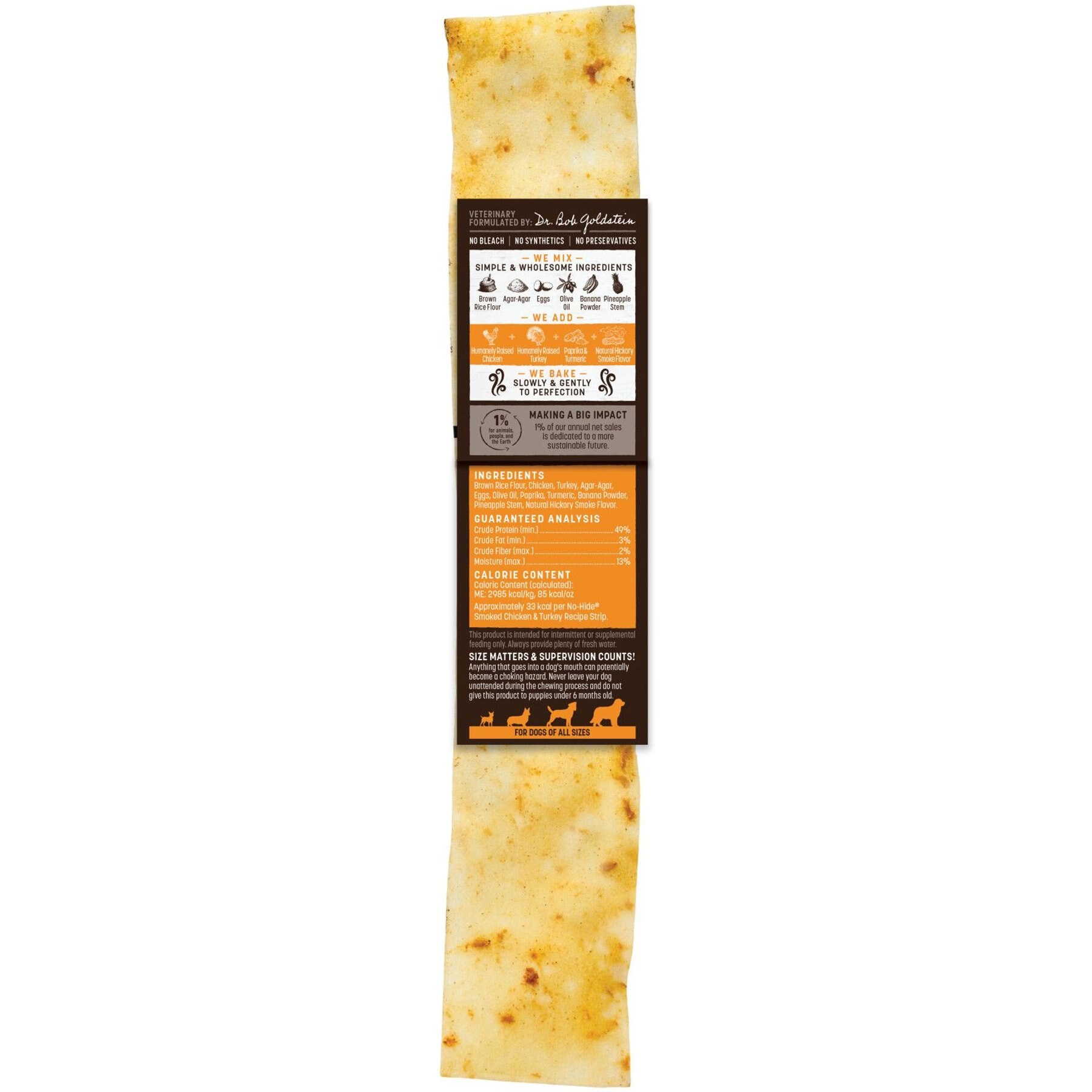Earth Animal No-Hide Strips Natural Rawhide Alternative Barbeque Smoked Chicken & Turkey Recipe Chew Dog Treat