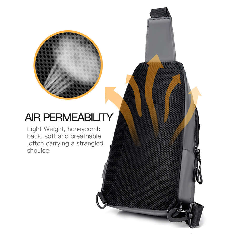 Men Cross body Shoulder Sg Backpack Chest Bag with USB Charge Port Nylon Fashion Motorcycle Rider Male Messenger Side Bags