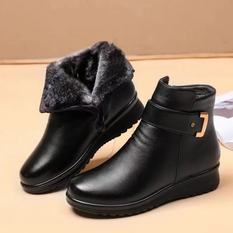 Womens ankle boots plush short tube flat bottom snow 2024 autumn and winter simple retro zipper warm casual cotton 241206