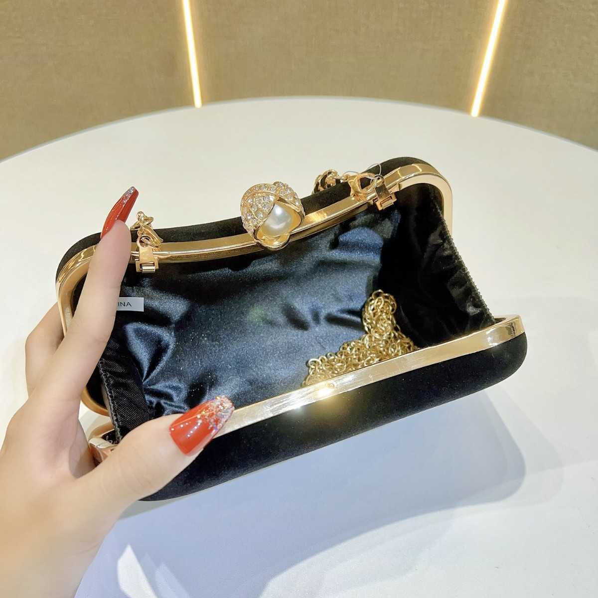 banquet bag with rhinestone inlaid handbag velvet womens fragrance chain single shoulder diagonal cross bag banquet bag 241122