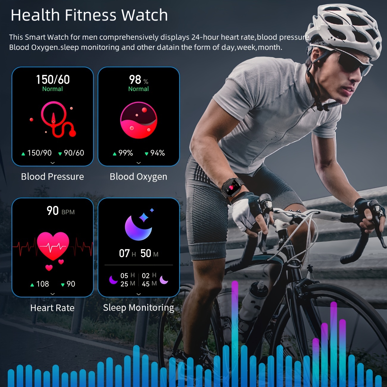 Men's Smartwatch 1.96-inch IPS Large Screen 400mAh Long Battery Life Fitness Step Card Tracker, Suitable for Android IPhone Smartwatch