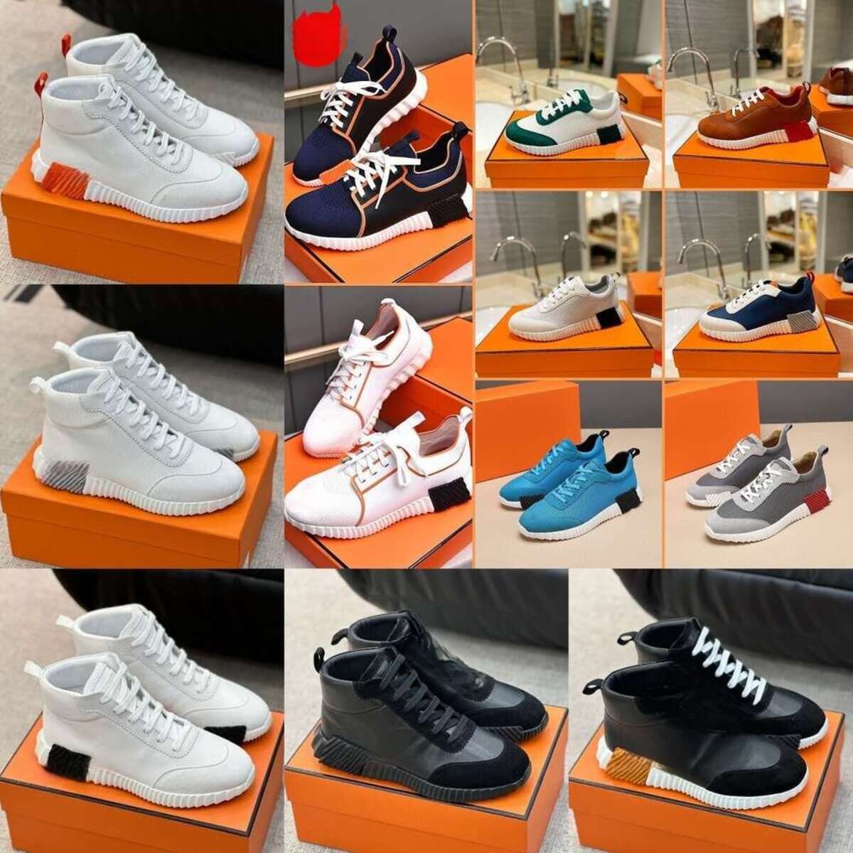 designer bouncing sneaker men casual Leather And Mesh Lace Up Sports Runner Shoes Rubber Sole Man Low Top Street Style With Box Eu38-45 H Word 906