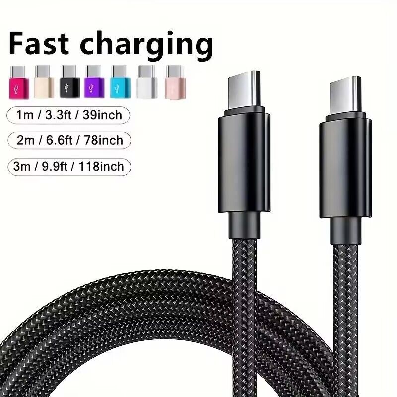 1M 2m 3m Metal House Fabric Nylon Braided C to C USB C to Type c Cable For Samsung Galaxy s10 S20 S23 S24 Utral Htc lg Android phone 15 15pro