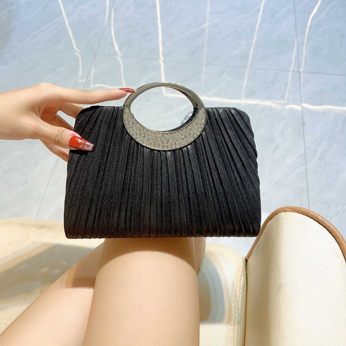 new banquet bag pleated leather handheld banquet bag romantic wedding bag evening dress bag formal dress bag party bag