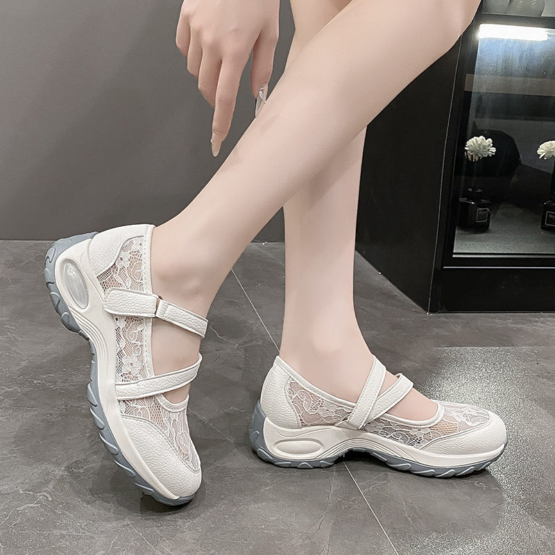 Summer women's mesh shoes breathable thin mesh women's white shoes 2025 new soft soled sports sandals large size sports shoes comfortable wa