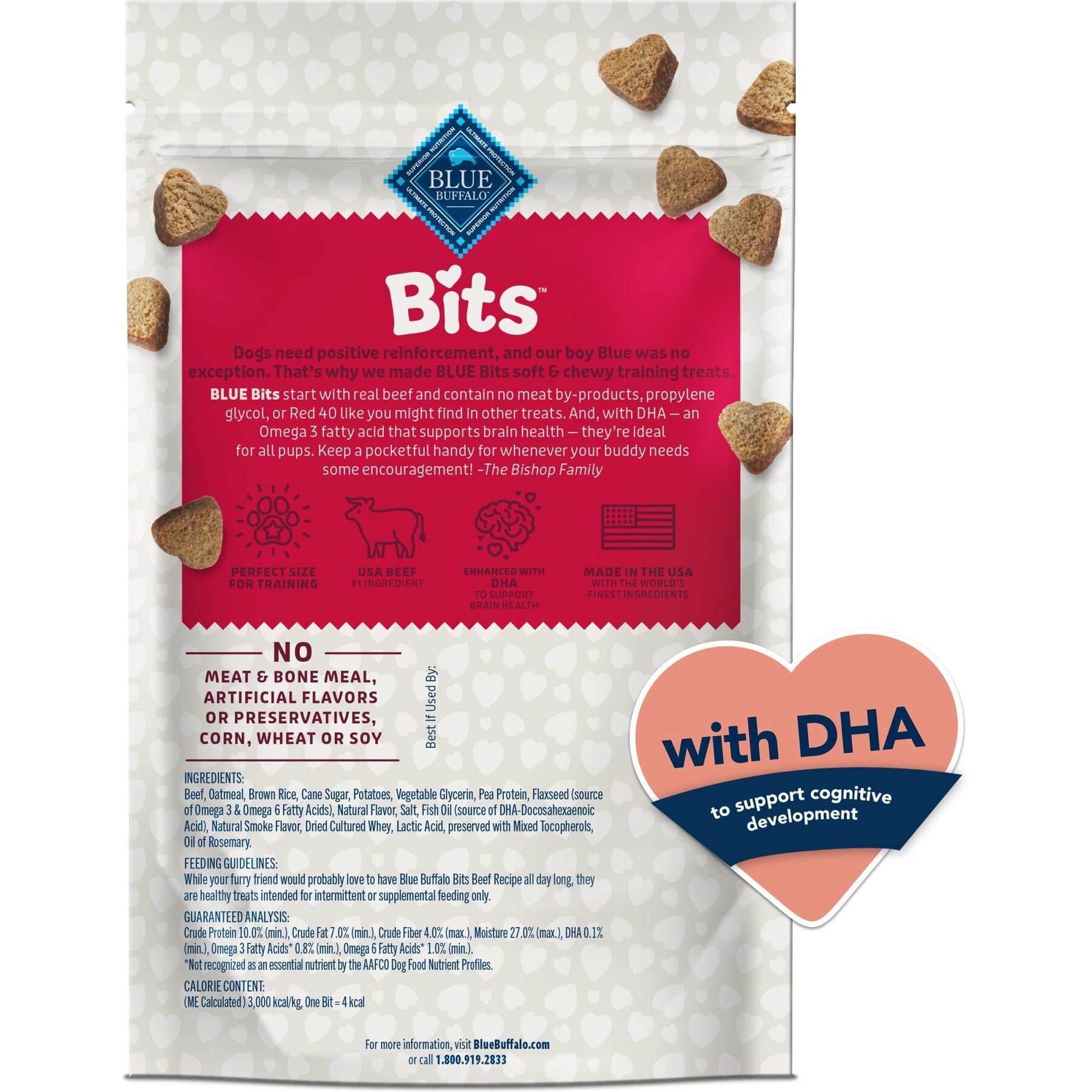 Blue Buffalo Blue Bits Tender Beef Recipe Soft-Moist Training Dog Treats