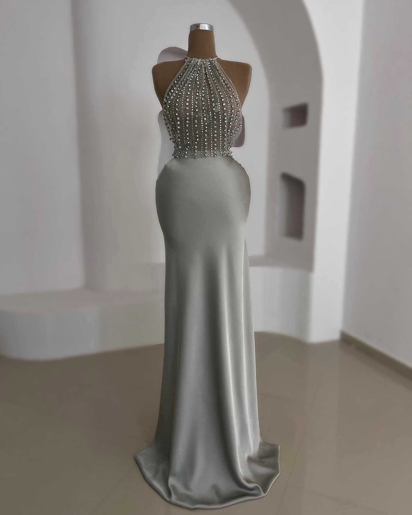 Beading Stunning Evening Sexy Halter Backless Fall New Elegant Or Length Long Women S Dresses Bc