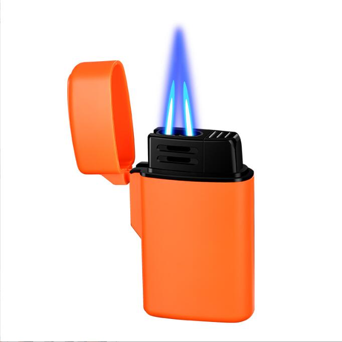 Latest Double Straight Gas Jet Lighter 6 Colors Windproof Cigar Cigarette Butane Flame Lighters Iatable Smoking Tool Accessories W260202