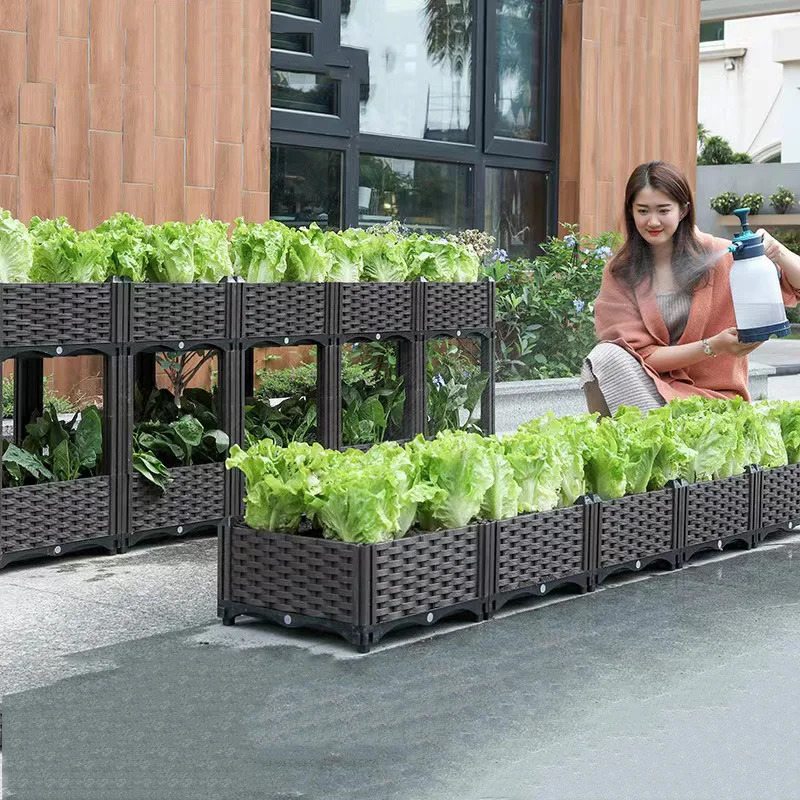 Assembled Vegetables Grow Pot Raised Garden Bed Veg Planting Box Large Rectangular Flower Pots Indoor Balcony Crop Planters 240415
