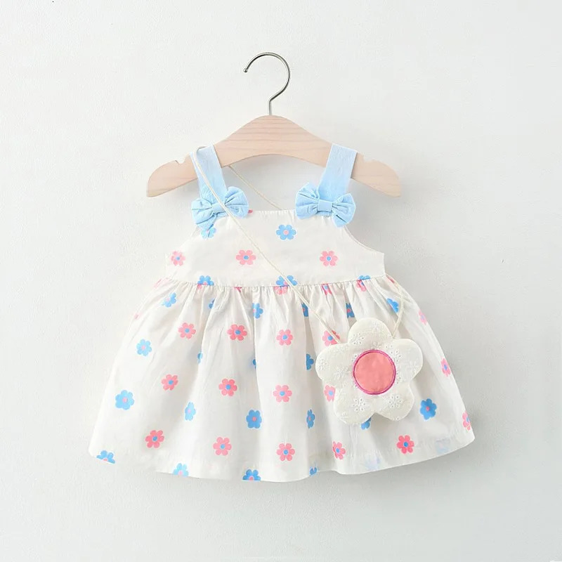 born Sleeveless Baby Girl Princess Dress Summer Baby Girl Beach Dresses Pink Cotton Toddler Girl Clothes Set 240422
