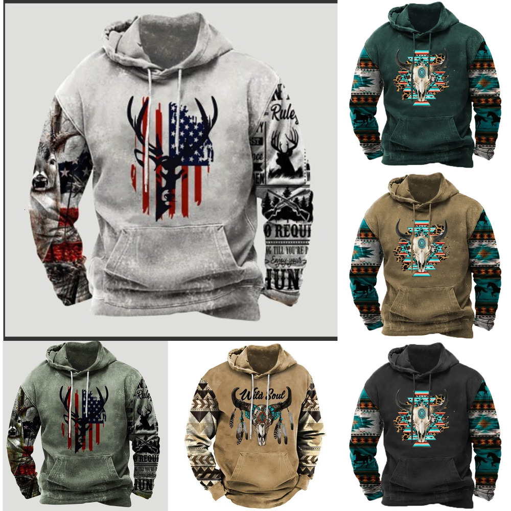 Pattern Hoodie Animal Mens Comfortable Breathable Lightweight Hooded Sweatshirt For Trendy Winter Wear Mens Clothing