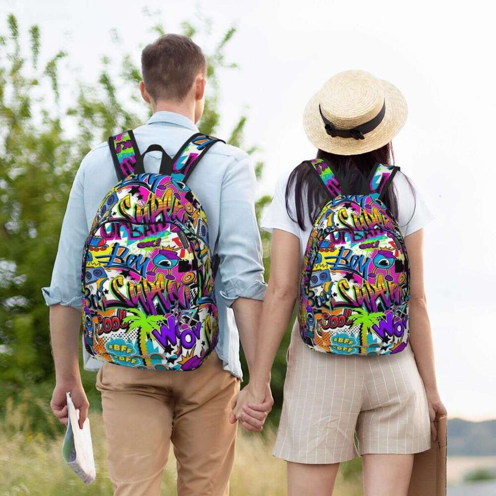 Graffiti Trc Cartoon for Teens Student School Bookbag Canvas Daypack Middle High College Hiking