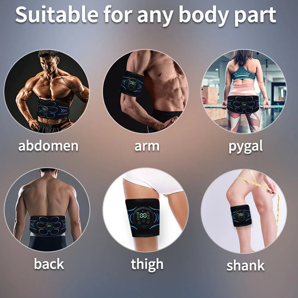 EMS Abdominal Muscle Trainer Vibration Waist Weight Loss Belt ABS Muscle Stimulator Carbon Powder Electric Weight Loss Massage Machine Neutral Version