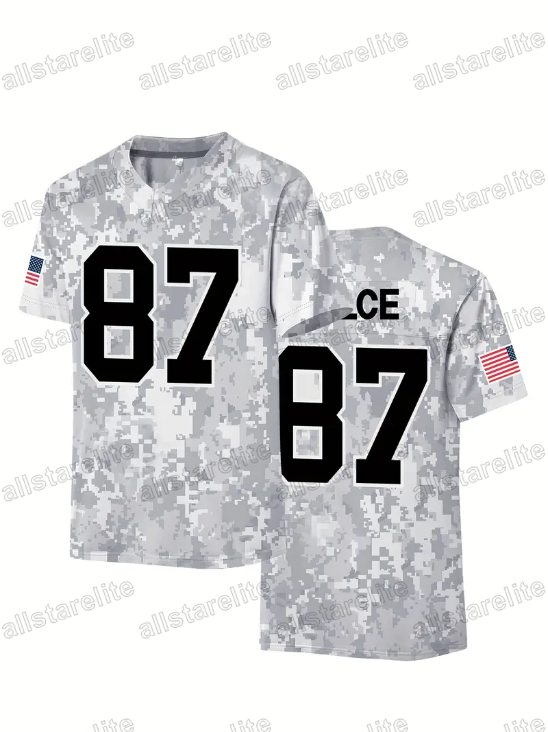 Custom #87 Kelce #15 Mahomes Salute to Service Football Jersey Any Name Number Personality pullover Mens Womens Youth