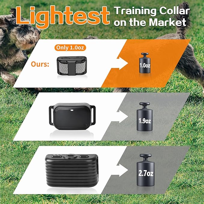 Tiniest Shock Collar, Lightest Dog Training Collar with Remote for Small Dogs 5-15lbs & Medium Large Dogs/Puppies, Waterproof, Rechargeable, 1300ft Ra