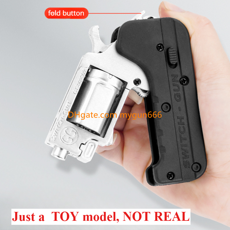 Alloy Revolver Lifecard Toy Gun Continuous Firing Pistol Foldable Soft Bullet Shell Ejection Blaster Launcher for Boys Adults New Year Gifts Toys