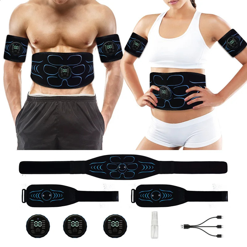 EMS Abdominal Muscle Trainer Vibration Waist Weight Loss Belt ABS Muscle Stimulator Carbon Powder Electric Weight Loss Massage Machine Neutral Version
