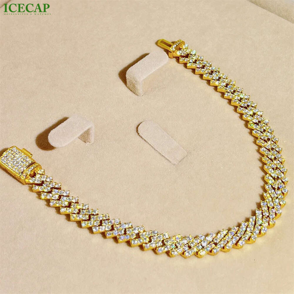 10mm Fashion Jewelry Vvs Moissanite Diamond Cuban Link Chain 925 Silver Hip Hop Men Necklace