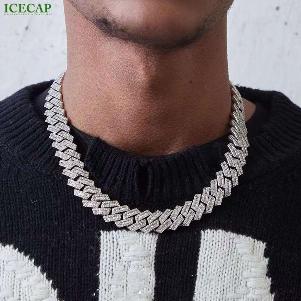 Hip Hop Jewelry Vvs Moissanite Diamond 14mm Iced Out Cuban Link Necklace Custom Cuban Link Chain Hip Hop Necklace