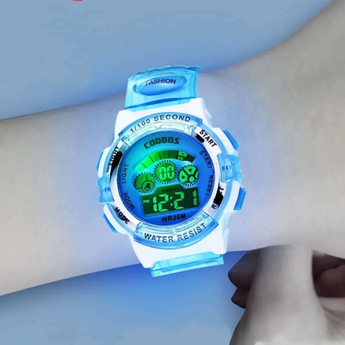 Childrens electronic watch with illuminated dial waterproof multifunctional alarm clock LED digital watch suitable for boys and girls X241122