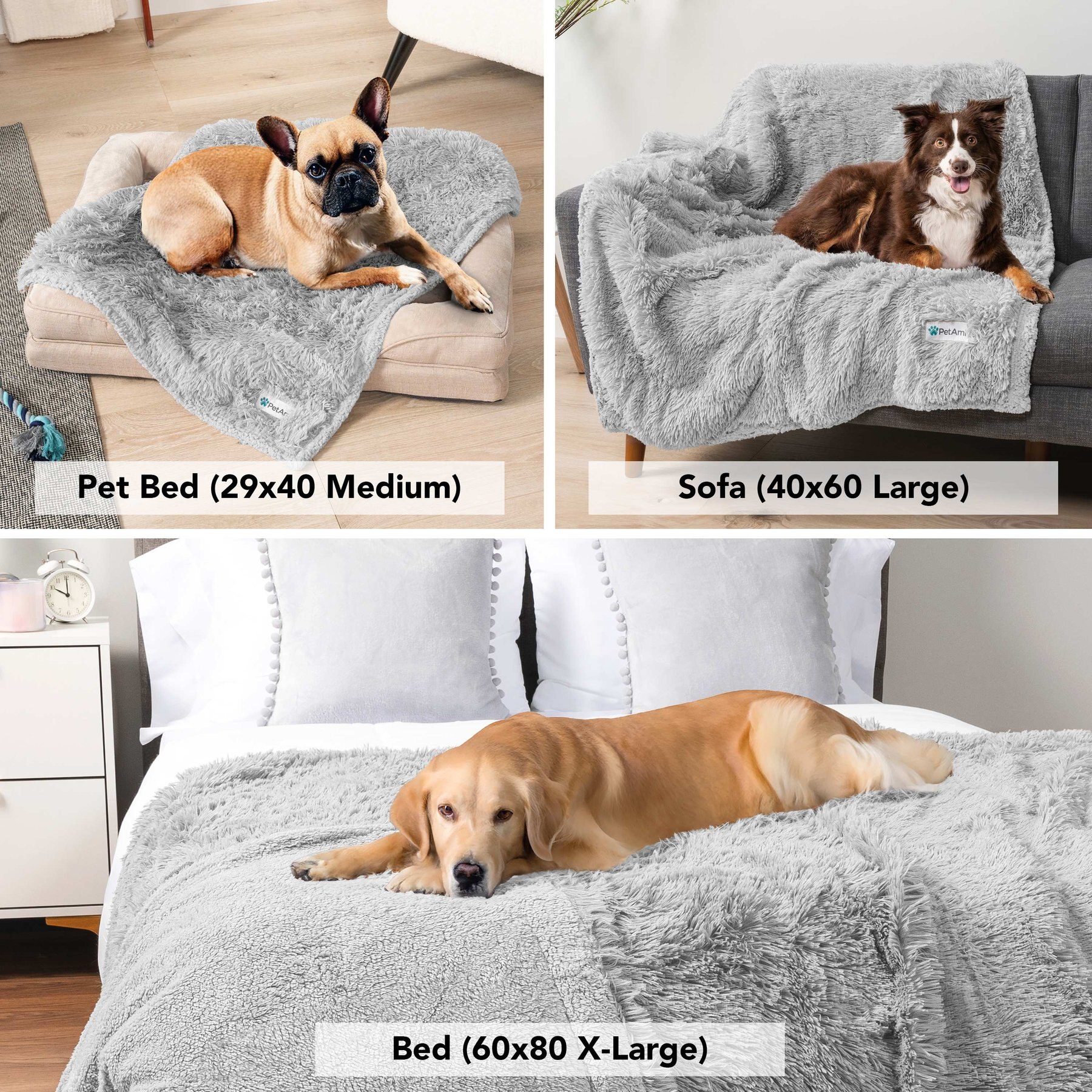 PetAmi Furry Faux Fur Waterproof Cat & Dog Blanket