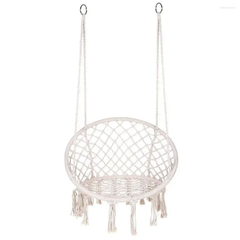 Camp Furniture Leisure Hammock Chair Hanging Basket Swing Cotton Rope Braided Deck For Courtyard Balcony Living Room