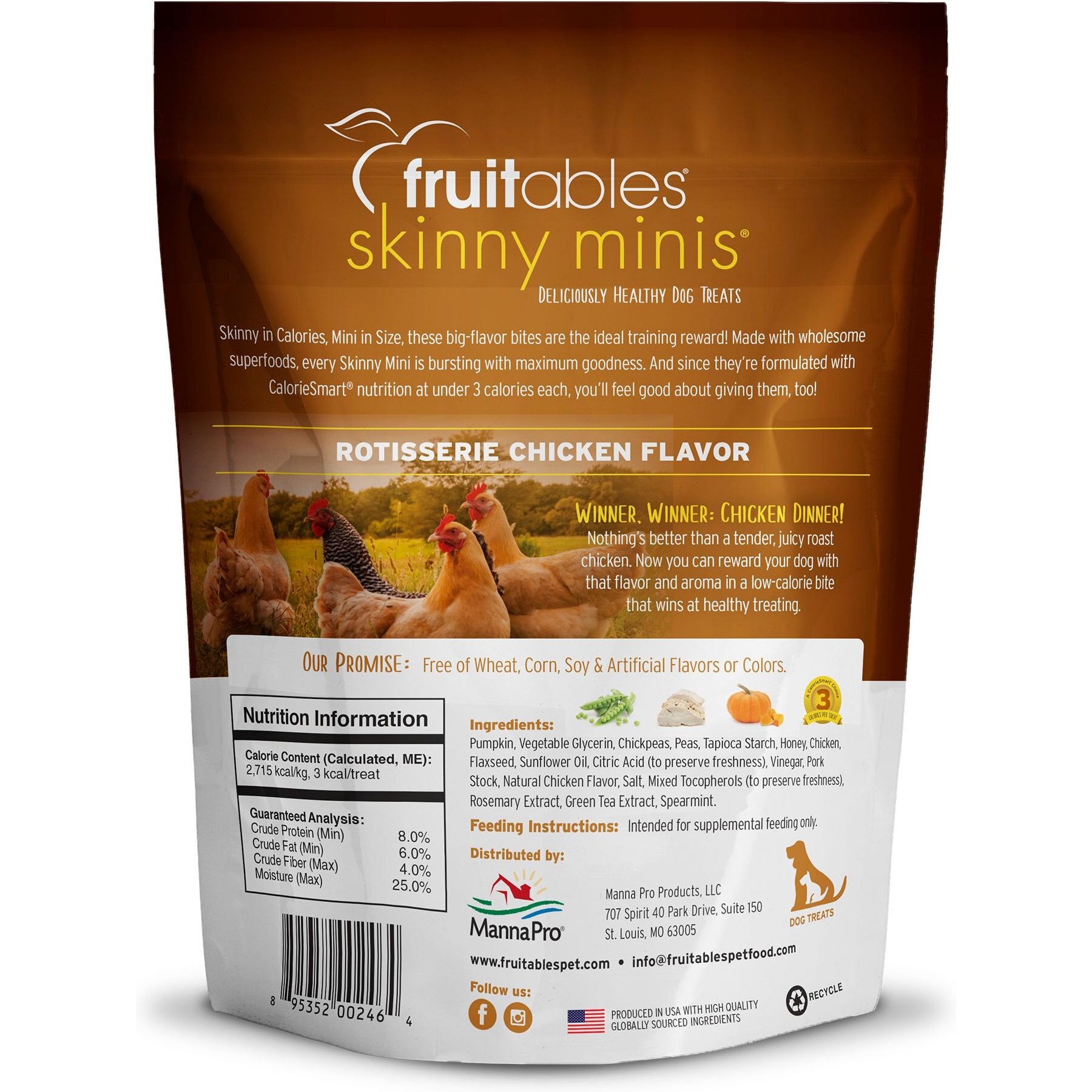 Fruitables Skinny Minis Rotisserie Chicken Flavor Soft & Chewy Dog Treats