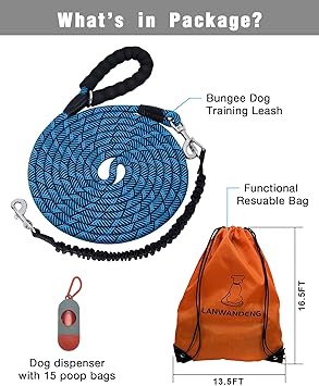 Long Leash Training 10FT 16FT/30FT/50FT/100FT, Reflective Threads Rope Leash, Heavy Duty Dog Lead for Large Medium Small Dogs Walking Playing, Camping