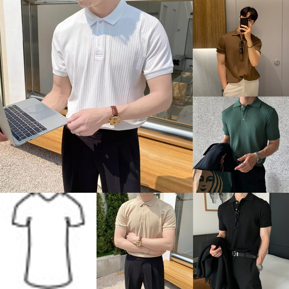 Shirts T Men's Polos Sweaters Clothing Casual Striped Button Short Sleeve Tees Breathable Knitwear ees