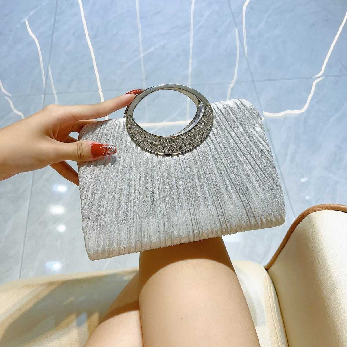 new banquet bag pleated leather handheld banquet bag romantic wedding bag evening dress bag formal dress bag party bag