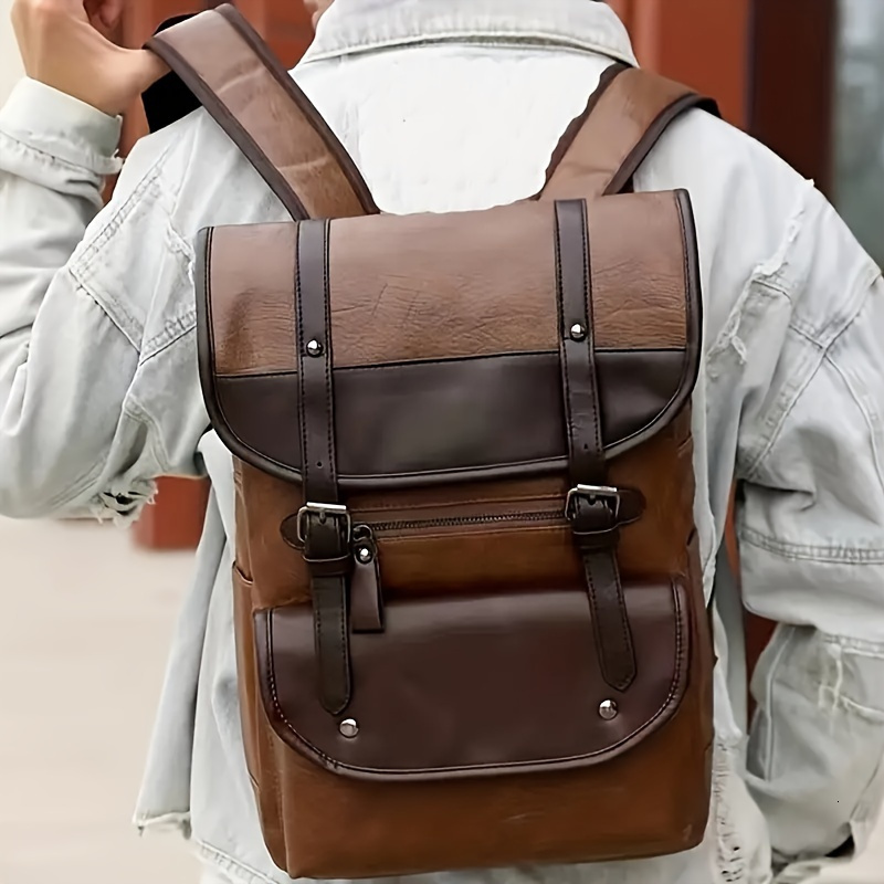 Super Large Capacity Men's PU Leisure Backpack - Waterproof And Multifunctional Suitable For Outdoor Travel And Leisure Activities