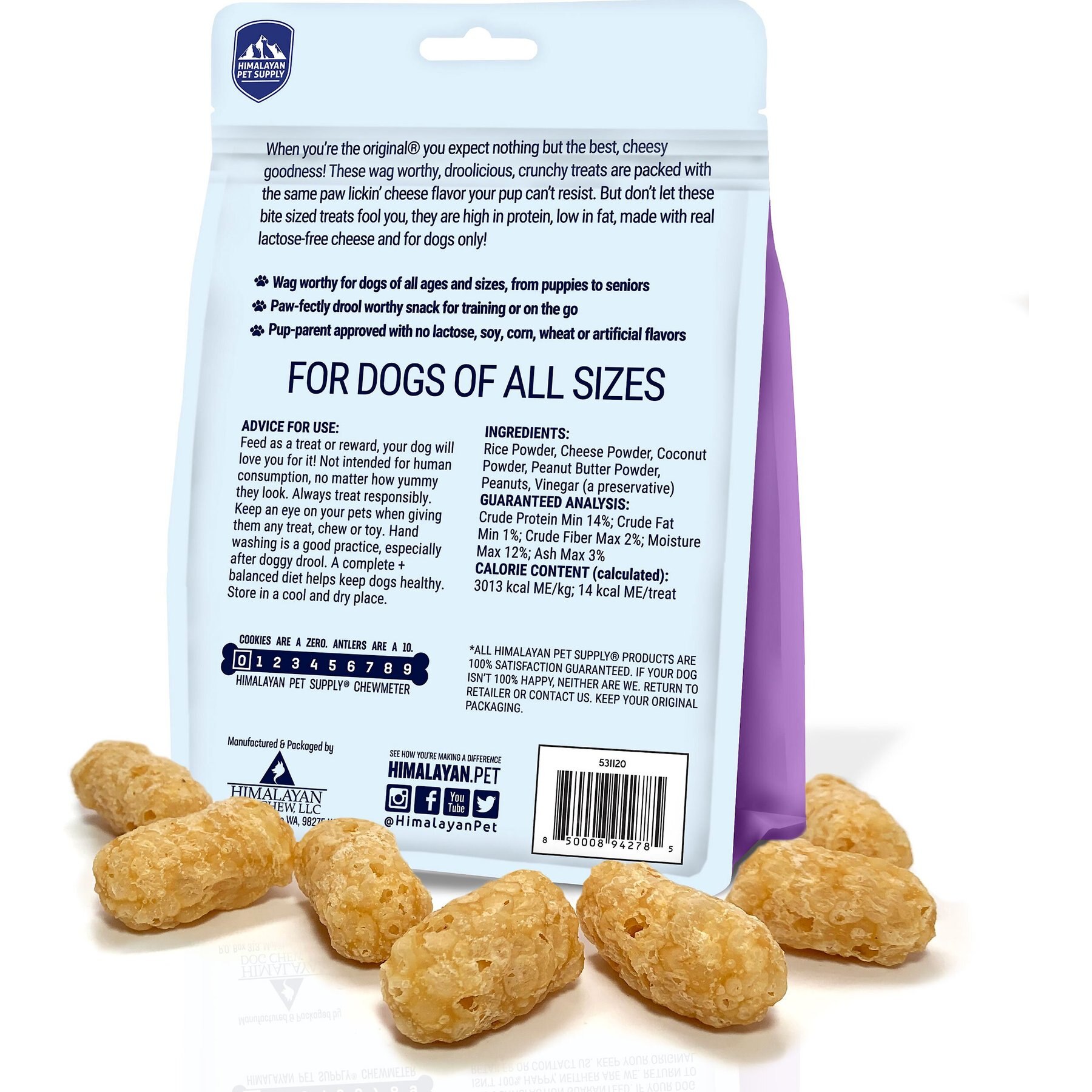 Himalayan Pet Supply Peanut Butter Grain-Free Chicken Crunchy Dog Treats, 3-oz bag