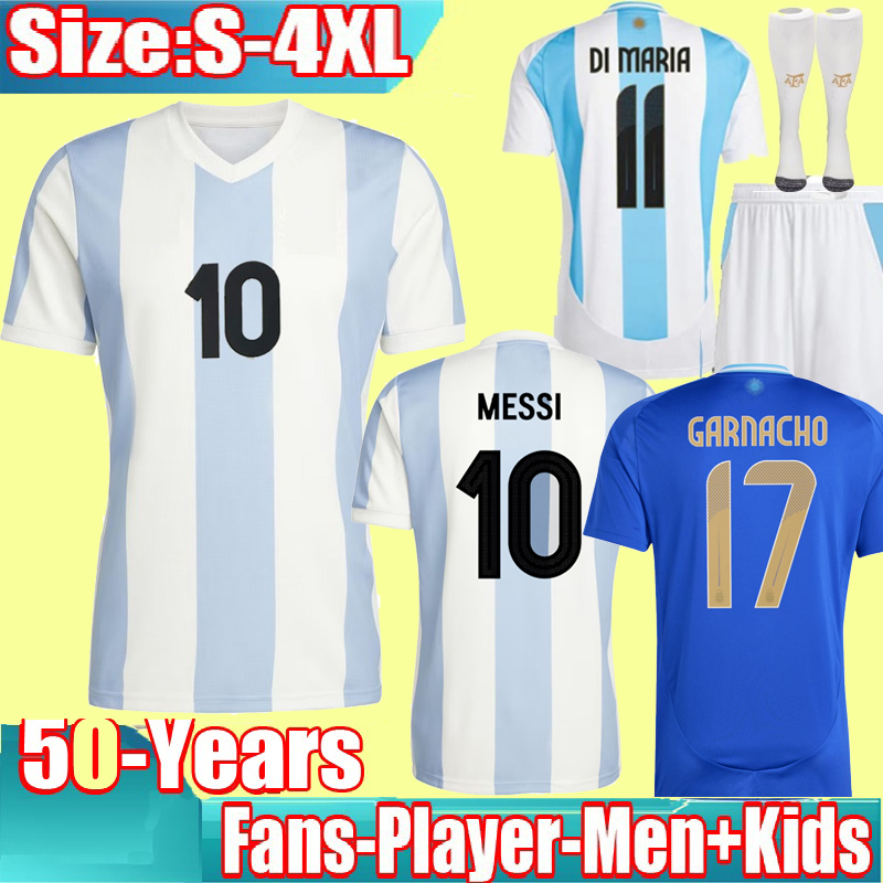 3XL 4XL 2024 2025 ArgentinaS Years Anniversary soccer jerseys 24 25 MESSIS GARNACHO MARADONA DI MARIA DYBALA Football Shirts Men Kids Kit uniforms