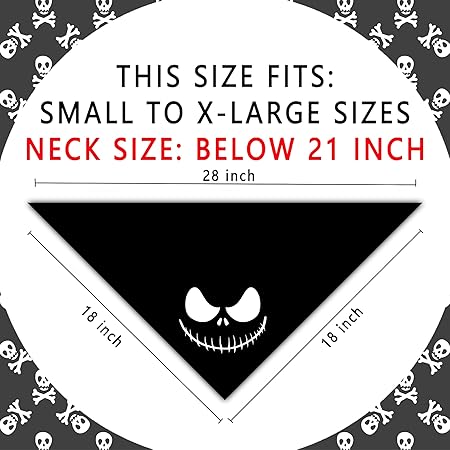Halloween Bandanas 2 Pack, Nightmare Before Christmas Zero Dog Triangle Reversible Fall Pet Scarf, Adjustable Fit ( Face, Size