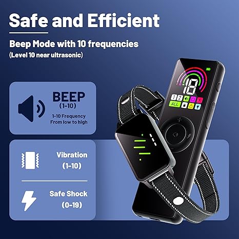 Hopaoo 4500FT-Dog Training Remote for Small Medium Large Dogs10-120lbs,Waterproof Collars,Electric Dog Collar with Adjustable Beep(1-10),Vibration,Saf