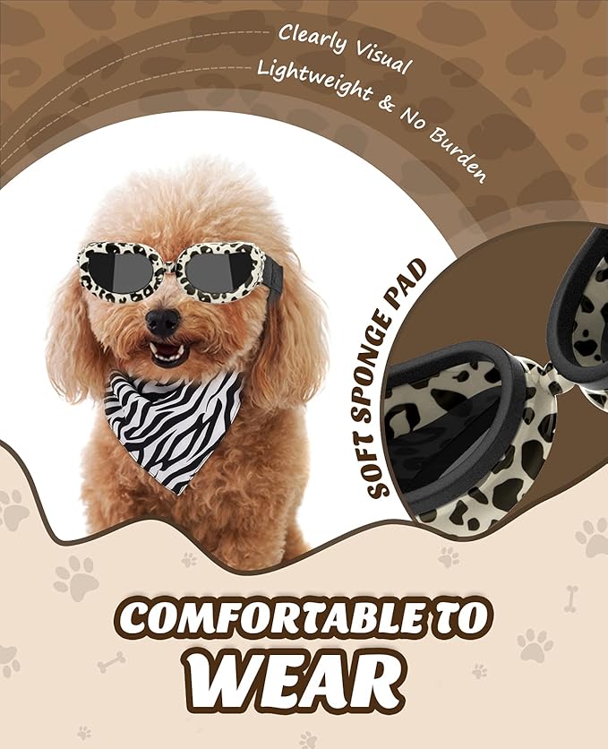 Lewondr Dog Breed Goggles UV Protection,Goggles Eye Wear Protection with Adjustable Strap Windproof Anti-Fog Sunglasses for Dogs Doggy Doggie Glasses