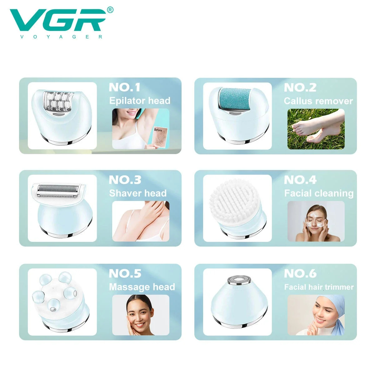 VGR rechargeable leg body bikini hair removal device for women shaver for underarm tool V-733 device for women 241206