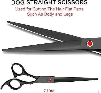 TINMARDA Professional Dog Grooming Scissors Kit, Titanium Coated Dog Scissors for Grooming, 5 in1 Grooming Shears Kit for Dogs Cat Pet At Home